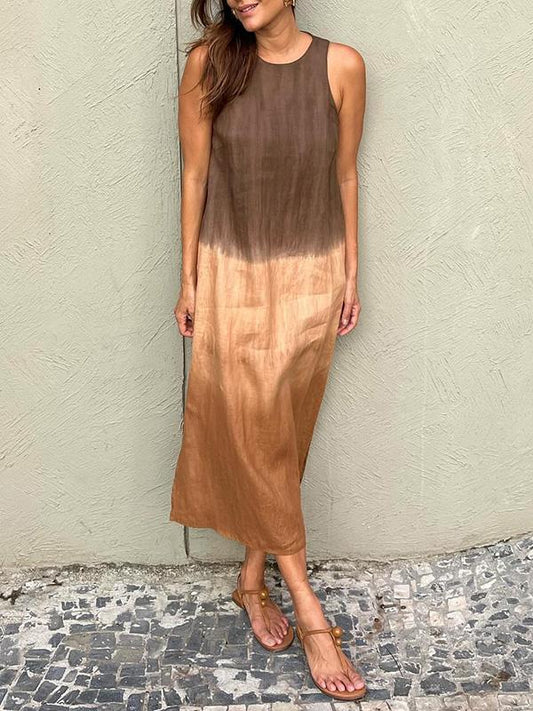 ISABELLA | Dames Midi Jurk – Relaxed Fit, Mouwloos, Natuurlijke Stoffen – Zomers, Luchtig, Stijlvol