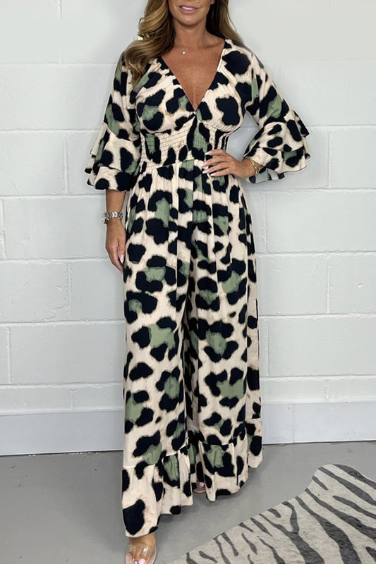 KENZA | Gedurfde Luipaard Print Jumpsuit Voor Dames Met V-Hals - Comfort & Stijl