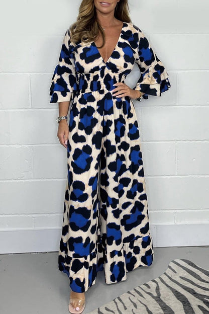 KENZA | Gedurfde Luipaard Print Jumpsuit Voor Dames Met V-Hals - Comfort & Stijl