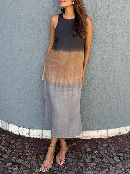 ISABELLA | Dames Midi Jurk – Relaxed Fit, Mouwloos, Natuurlijke Stoffen – Zomers, Luchtig, Stijlvol