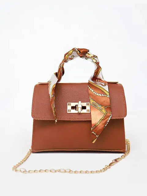 Handtas Voor Dames | Luxe Leren Schoudertas Met Sjaal Handgreep En Gouden Sluiting