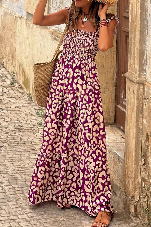 LYSANNE | Lange Zomerjurk met Luipaardprint - Luchtig & Chic
