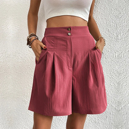 CARO | Dames Zomer Short met Hoge Taille Band met Knopen