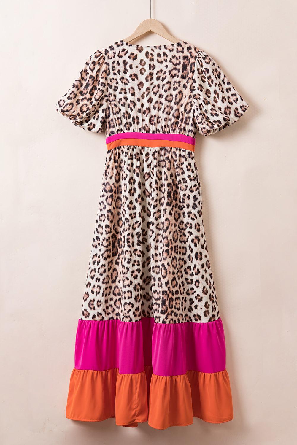 ZAYA | Dames Maxi Jurk Met Luipaard Print & Zomer Kleuren