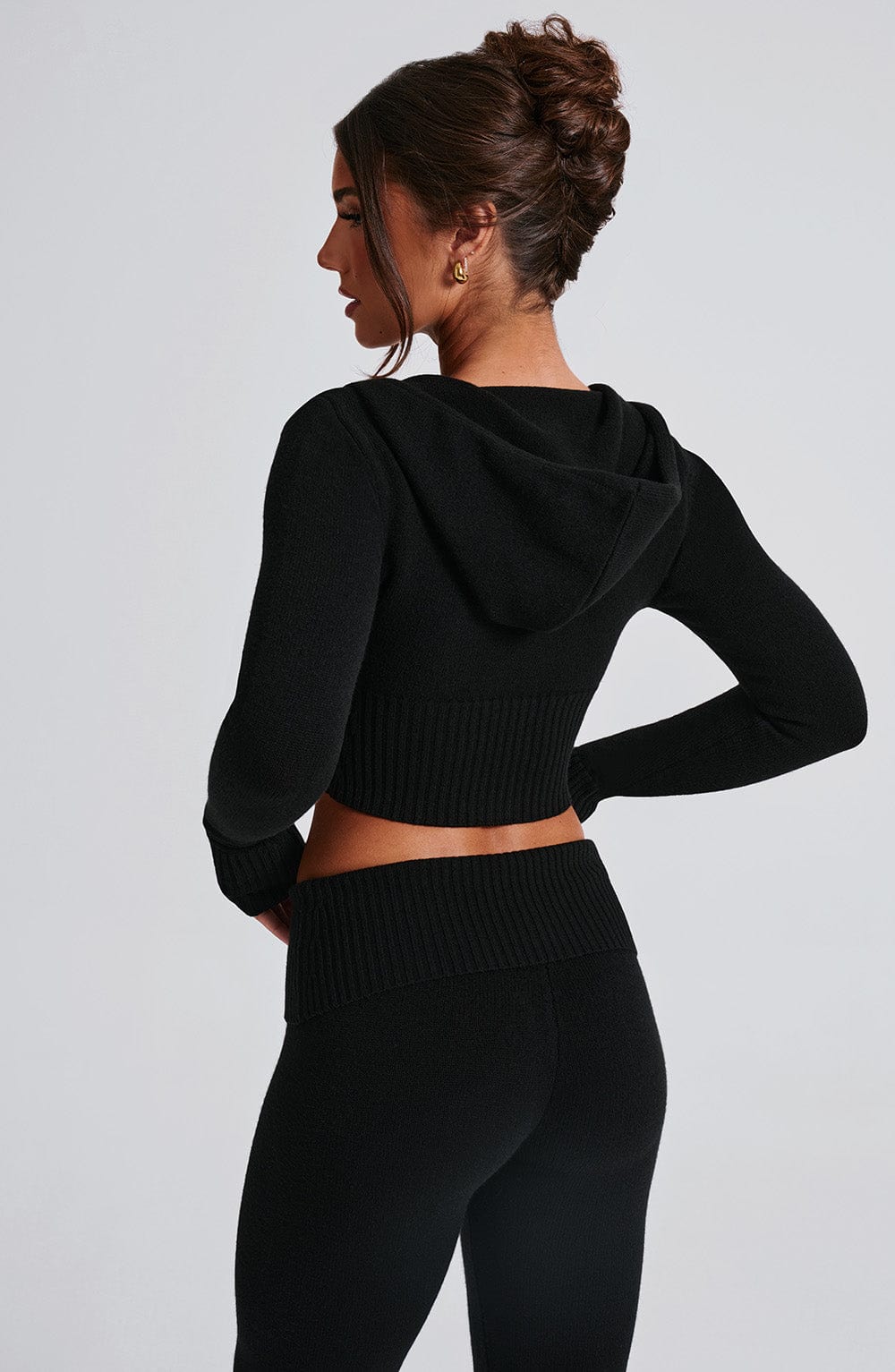 LIVIA | Gebreide Cropped Hoodie Dames Set Met Flare Legging – Comfortabel, Trendy & Ideaal Voor Casual Dagen