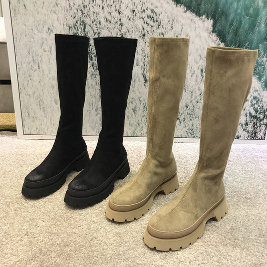 Suède Hoge Winterlaarzen Voor Dames – Stijlvol & Comfortabel Voor Koude Dagen