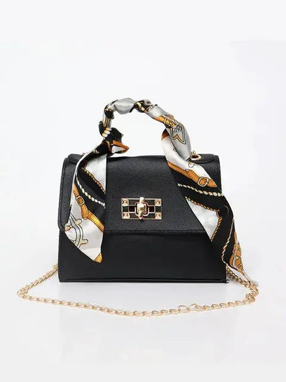 Handtas Voor Dames | Luxe Leren Schoudertas Met Sjaal Handgreep En Gouden Sluiting