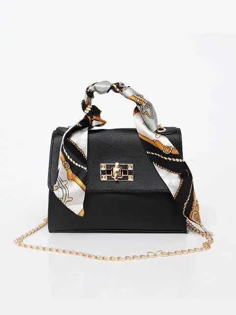 Handtas Voor Dames | Luxe Leren Schoudertas Met Sjaal Handgreep En Gouden Sluiting
