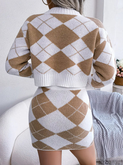 LIDIA | Pastel Kleurige Rok-Set Voor Dames Met Ruit Patroon - Stijlvol & Elegant