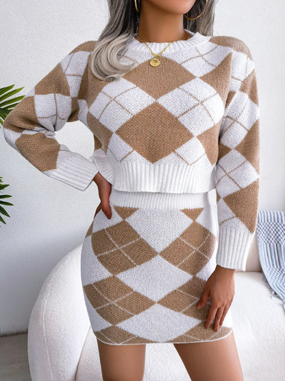 LIDIA | Pastel Kleurige Rok-Set Voor Dames Met Ruit Patroon - Stijlvol & Elegant