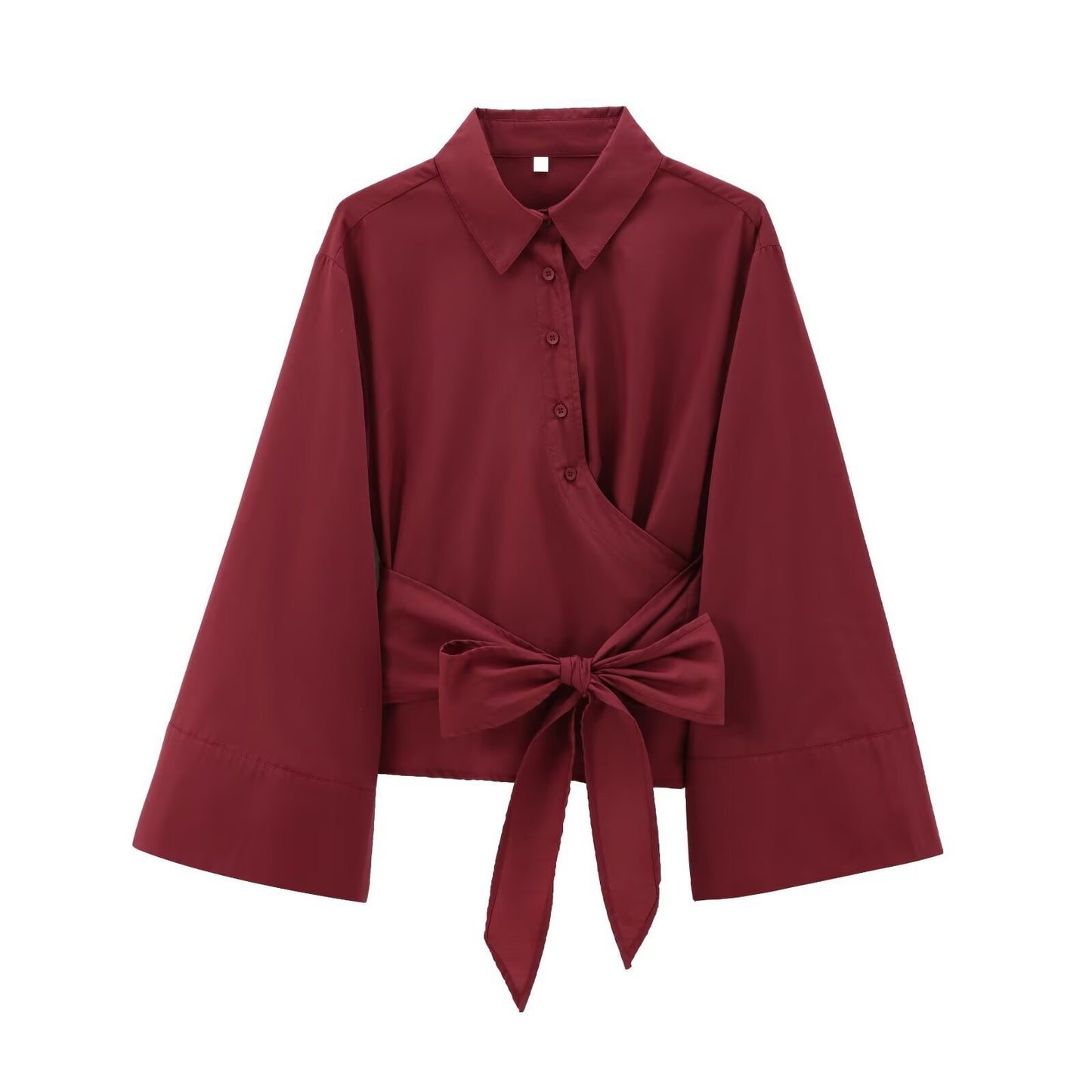 ÉLOÏSE | Elegante Blouse met Wikkelmodel – Statement Mouwen & Verfijnde Uitstraling