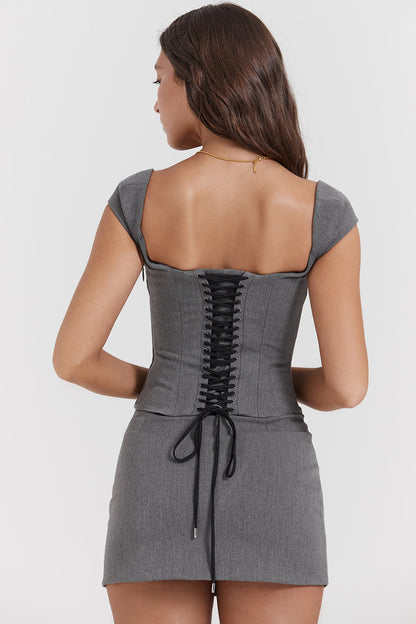 ROSALIE | Grijze Rok + Top Set Voor Dames - Elegant, Chic & Uniek