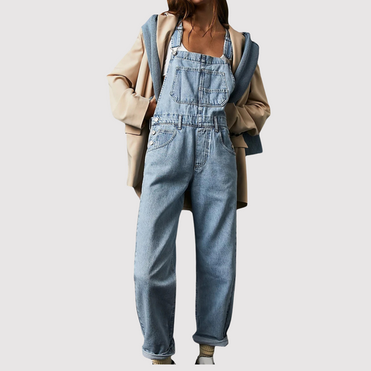 LUMI | Relaxed Fit  Denim Tuinbroek Dames – Met Verstelbare Bandjes