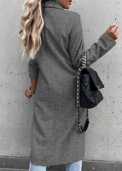 Elegante Wollen Winterjas Voor Dames – Lang Model Met Klassieke Pasvorm