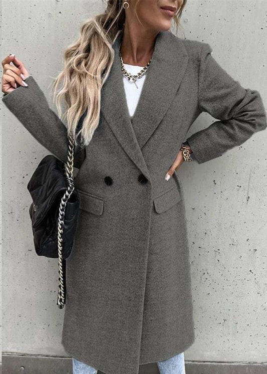 Elegante Wollen Winterjas Voor Dames – Lang Model Met Klassieke Pasvorm
