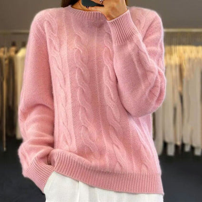 Dames wollen gebreide trui met kabel design – premium warmte & tijdloze stijl