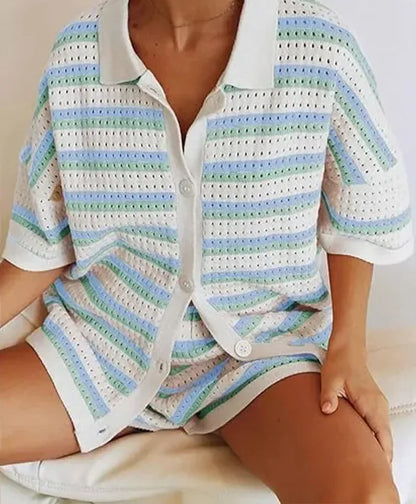 JENICA | Gestreepte Zomerset Met Pastel Kleuren Voor Dames - Voor Strand & Stad