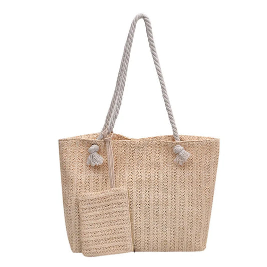 KEMI | Elegante Strandtas voor Dames - Strand Tote Met Details & Mini Tasje