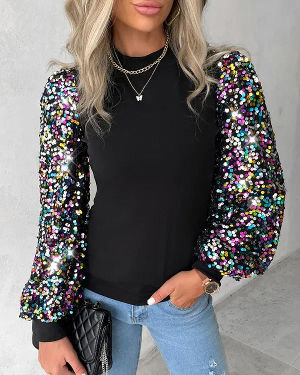 Dames Trui Met Kleurrijke Glitter Ballonmouwen | Chic, Comfortabel En Perfect Voor Elke Gelegenheid