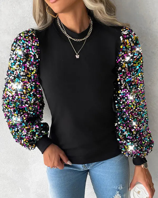 Dames Trui Met Kleurrijke Glitter Ballonmouwen | Chic, Comfortabel En Perfect Voor Elke Gelegenheid