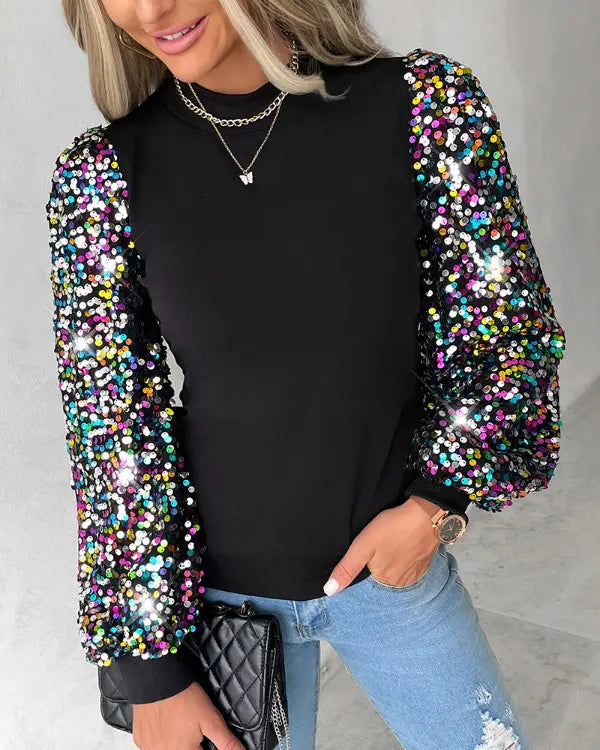 Dames Trui Met Kleurrijke Glitter Ballonmouwen | Chic, Comfortabel En Perfect Voor Elke Gelegenheid