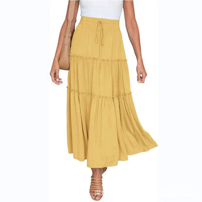SIA | Zomerse Maxi-Rok met Gelaagde Look en Verstelbare Tailleband